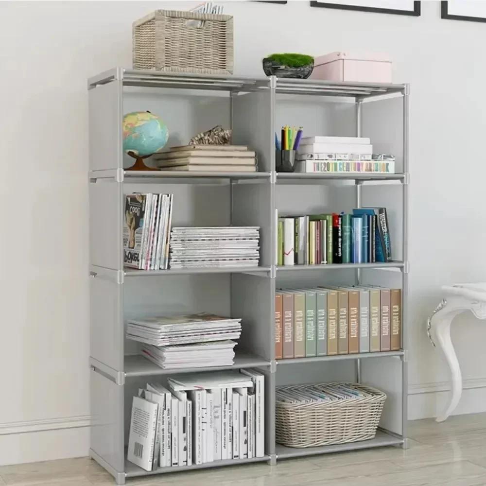 Simple Bookshelf Metal Storage Rack Assembled Living Room Shelf Multilayer Desktop Wall Shelf Save Space Book Organizer Bookcase
