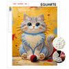 DIY rahmenloses Perlenkunst-Malset Niedliche Katze mit blauen Augen und Wollknäuel 3D glitzernde Perlenleinwand Geschenk für Bastelliebhaber Kreative Heimwanddekoration