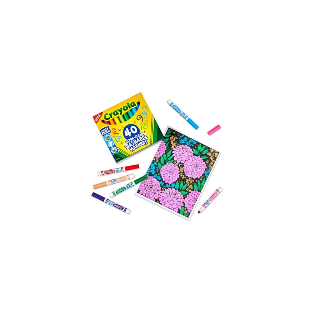Crayola Water-Removable Marker Pens, 40 Colors, Big Size (587858)