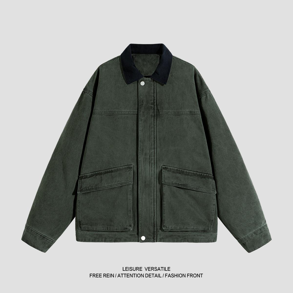 

Pure Cotton Jacket for Men s New Jacket American Workwear Washing and Old Lapel Men s Spring and Autumn Clothing 2XL