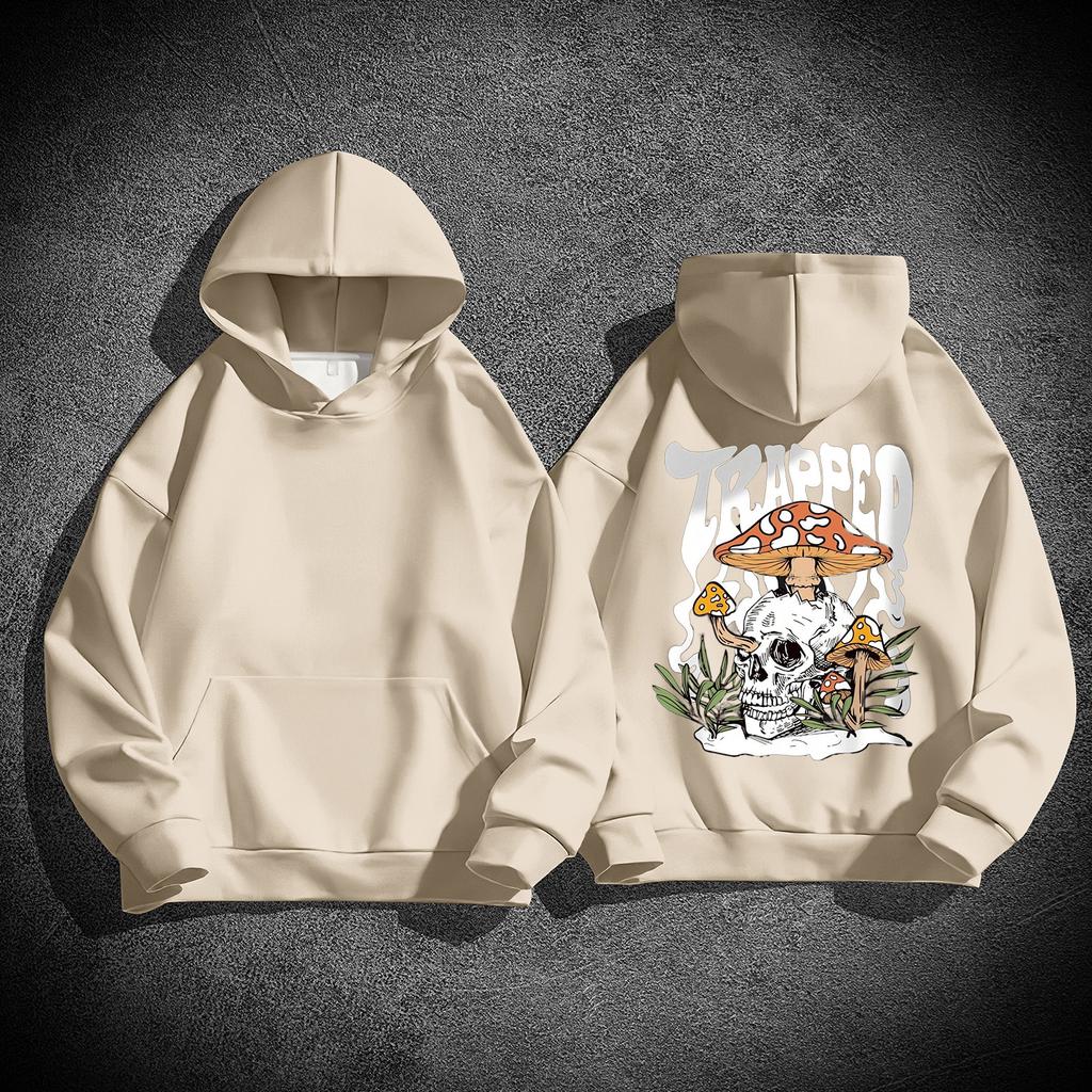 Skull Mushroom Printed Solid Unisex Hoodies Casual Autumn/Winter Sports Shirt Street Long Sleeves Minimalist Top sweatshirt