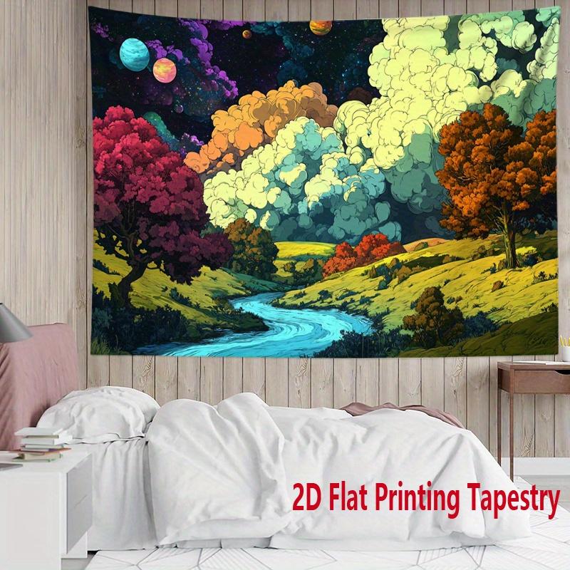 Galaxy Fantasy Landscapes Digital Printing Polyester Wall Tapestry Suitable for Use In Living Rooms Bedrooms Offices Bars Party