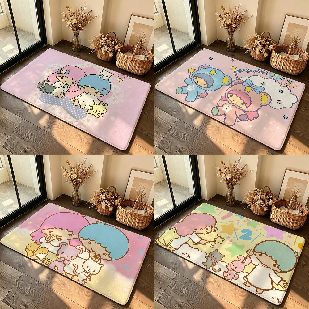 The Kawai L-Little Twin S-Star Cute Carpet Bathroom Anti-slip Mat Door Mat Home Decoration Mat Entrance Mat Scratch-resistant