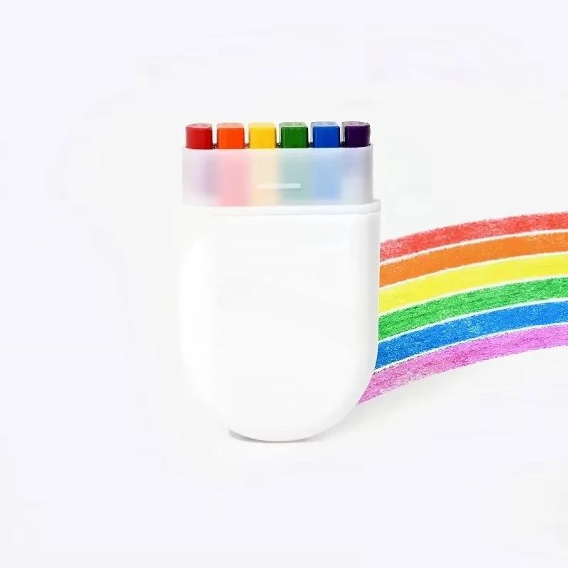 2026 New 6 Colors Rainbow Crayon Paint Stick - Colorful Birthday Party Favors , Family Theme Party Supplies Gift