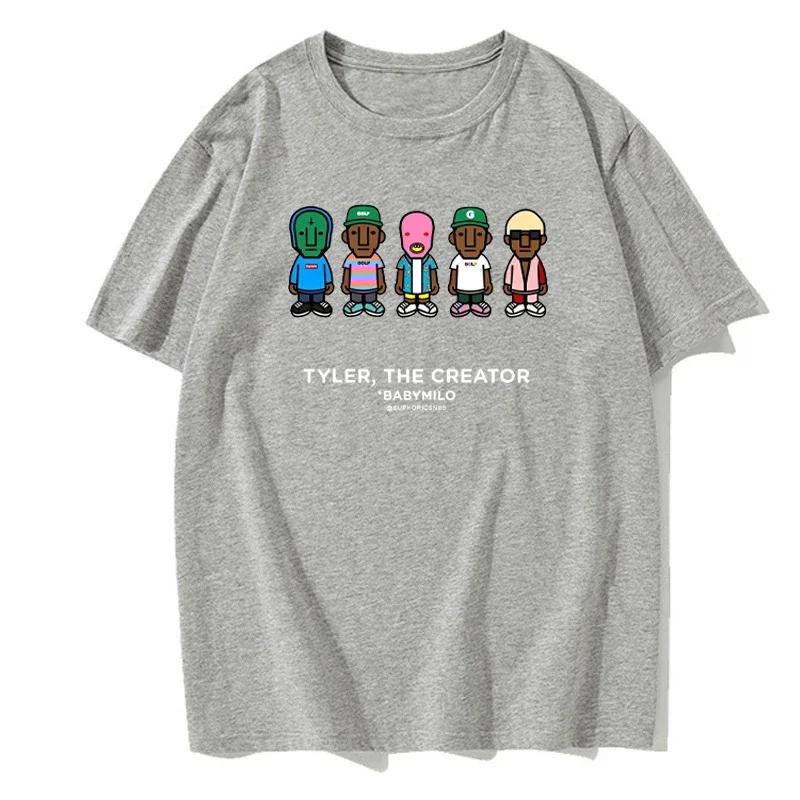 Koszulka hip-hopowa Raper Retro Bawełna Lato Okrągły Dekolt Uniwersalna Codzienna Swobodna Moda Modna Męska Koszulka Top