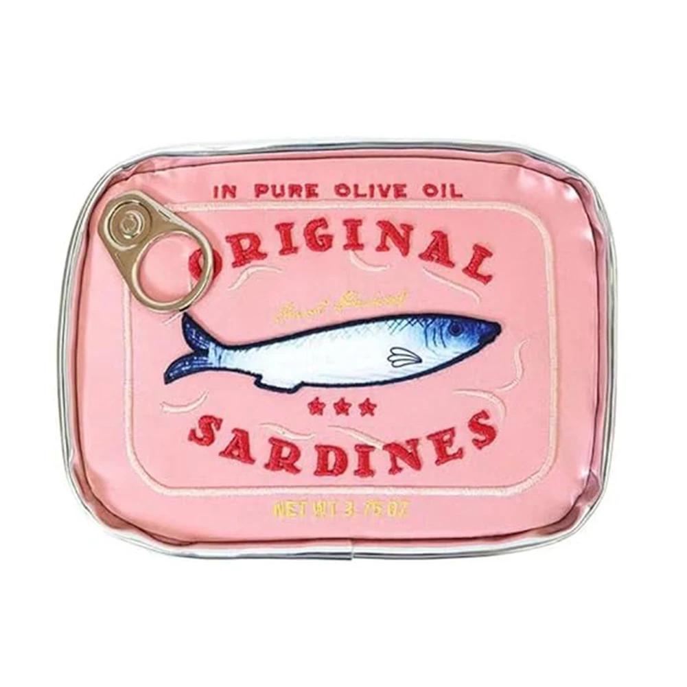 Cute Cosmetic Bag Sardines Cans Shape Creative Packages Portable Toiletry Bag Fashion Zipper Small Soft Makeup Bags Travel Pouch