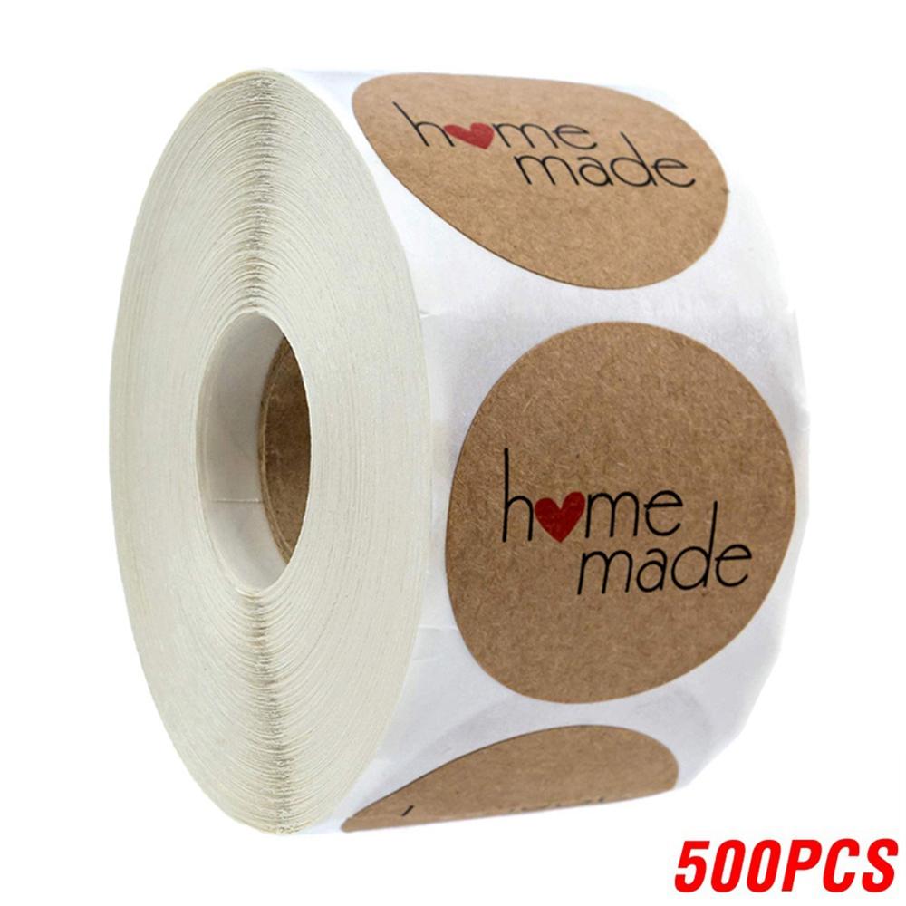 50-500Pcs Kraft Paper Homemade With Love Stickers Scrapbooking For Envelope And Package Seal Labels Sticker Stationery Handmade