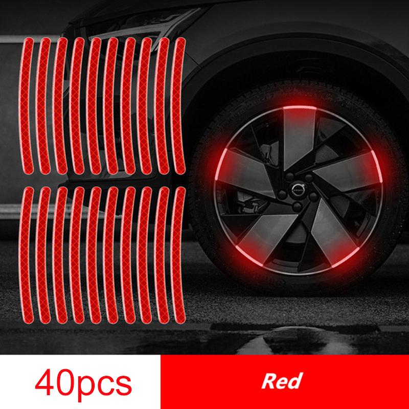20pcs Car Wheel Hub Reflective Sticker High Reflective Stripes Tape for Motorcycle Bicycle Car Wheel Decoration Luminous Strips