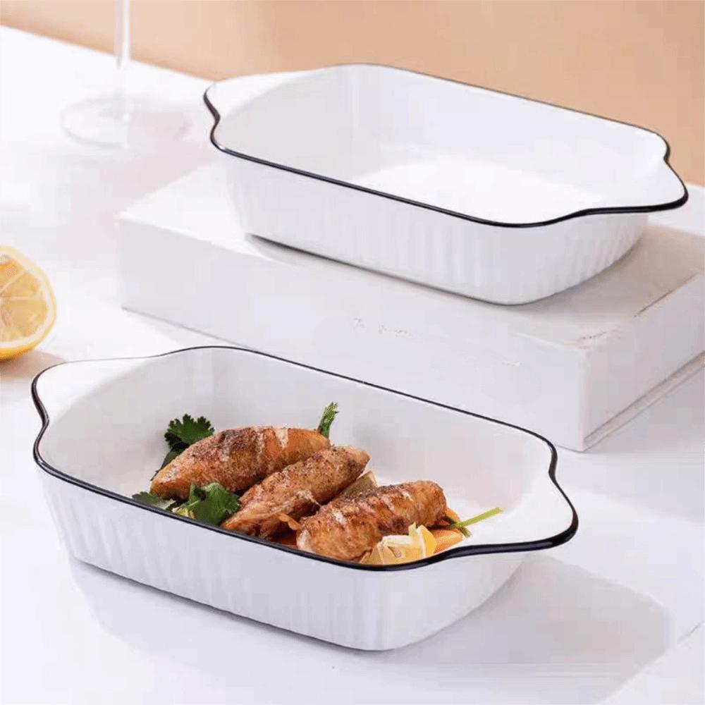 2 Piece Rectangular Casserole Lasagna Dish Heat-resistant Food Serving Tray  Pasta