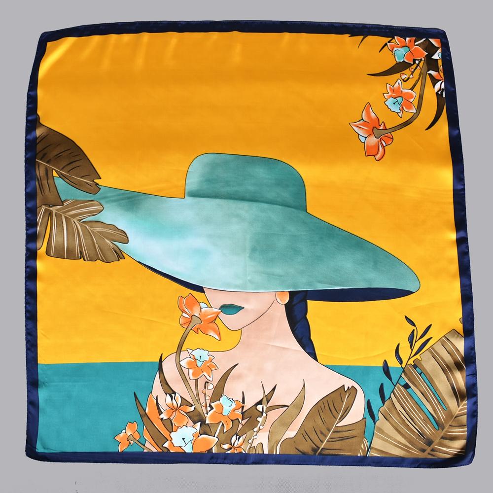 Yellow Blue Women Silk Scarf Accessory 70*70cm Fashion Girls Pattern Winter Scarves Bufand Spring Fall Square Head Scarf
