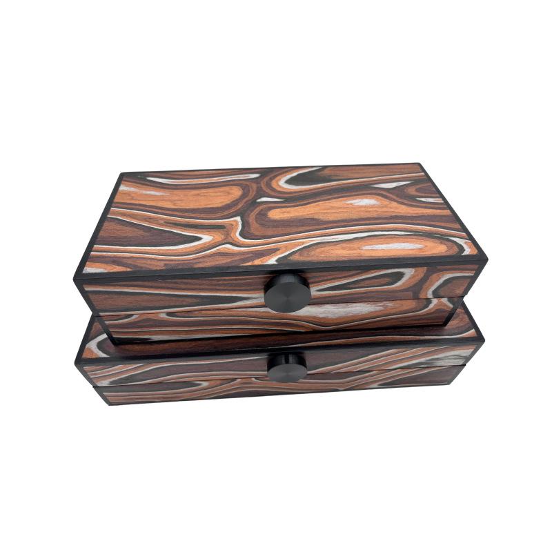 Modern Wooden Grain Ornament Storage Box - Decorative Display and Soft Furnishings for Home Decor.