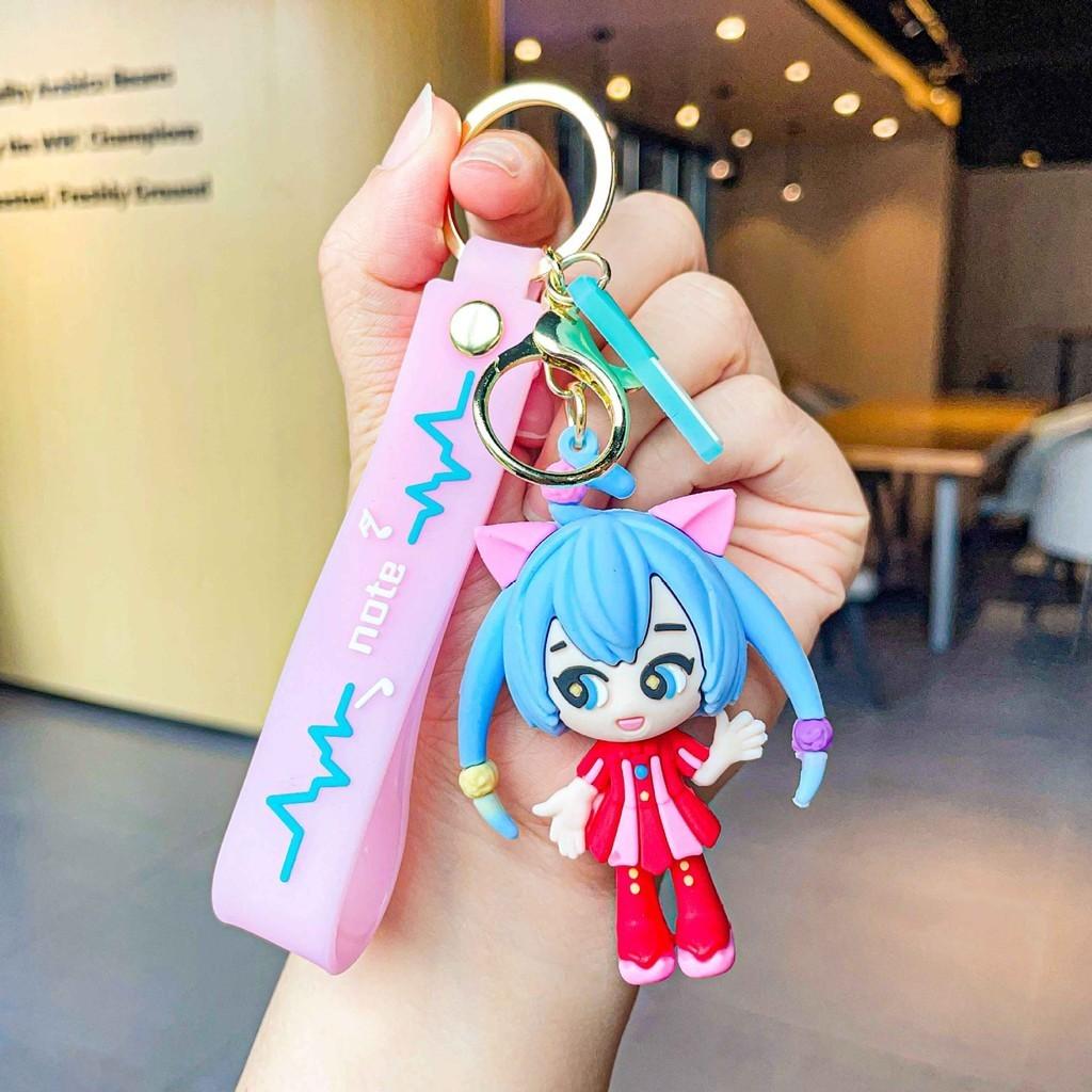 Adorable Miku Hatsune Keychain Cute Cartoon Silicone Bag Charm Car Key Accessory
