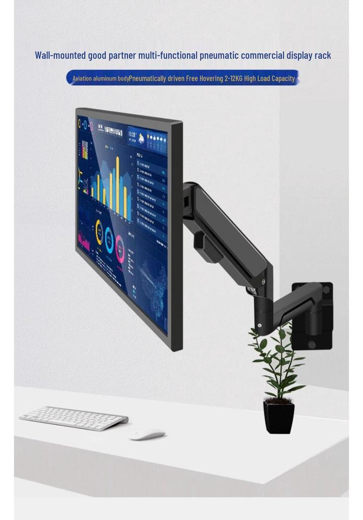 Industrial Universal Wall Mount Articulating Monitor Bracket with Extendable Arm and Adjustable Height for Vertical Screens
