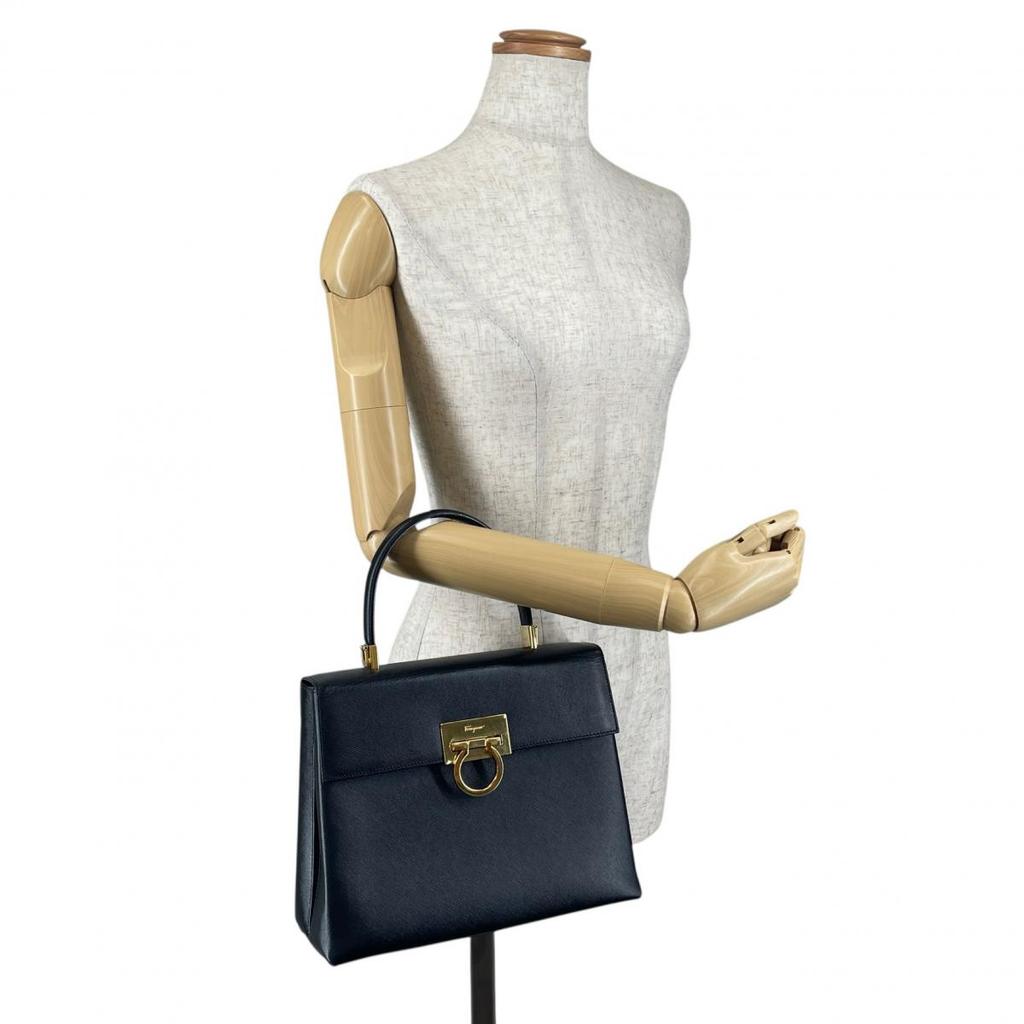 Salvatore Ferragamo 2WAYShoulder Bag Gancini Handbag leather black Women Used