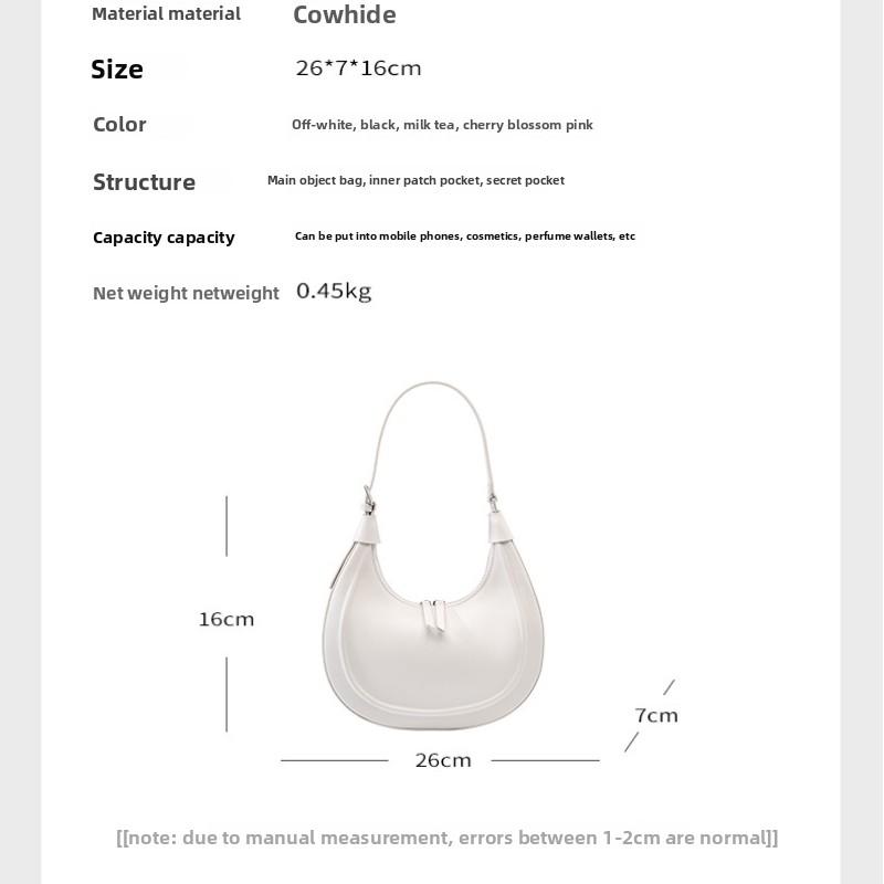 Cowhide Half-moon Bag Crescent Armpit Bag Genuine Leather Casual Shoulder Messenger Bag