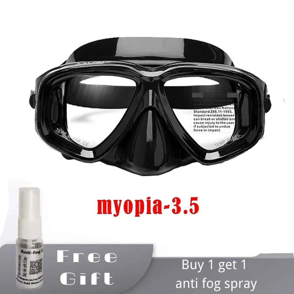 RX Prescription Optical Suba Diving Mask Myopia -1.0 to -9.0 Tempered Lens Anti-fog Free Dive Goggles Freedive 3