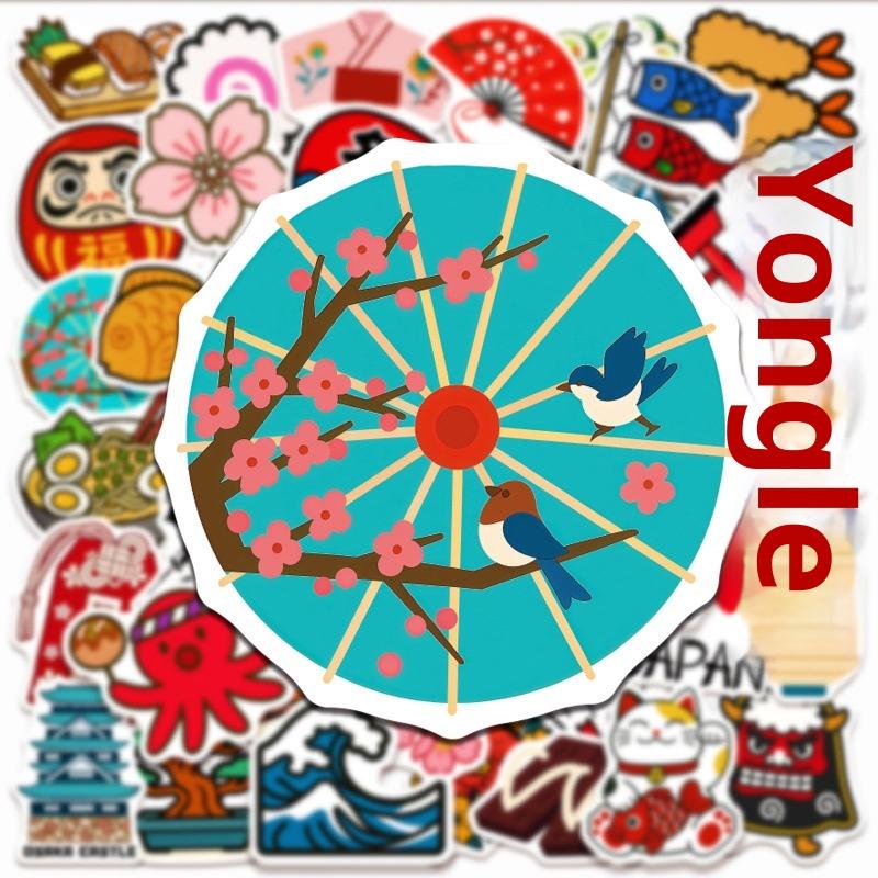 50Pcs/Set Japanese Style Traditional Culture Stickers Aesthetic For Kids Toy Laptop Water Bottle Luggage Waterproof Vinyl Decal