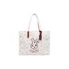 New Recycled Canvas With Recycled Leather Canvas Bag, One Shoulder Handbag Large Women's White CF926-LHCAH