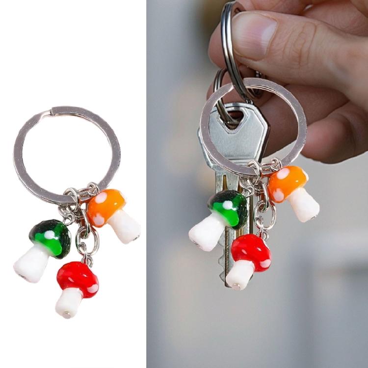 Charm Alloy Mushroom Keychain With Handmade Glass Detail Suitable For Any Occasion