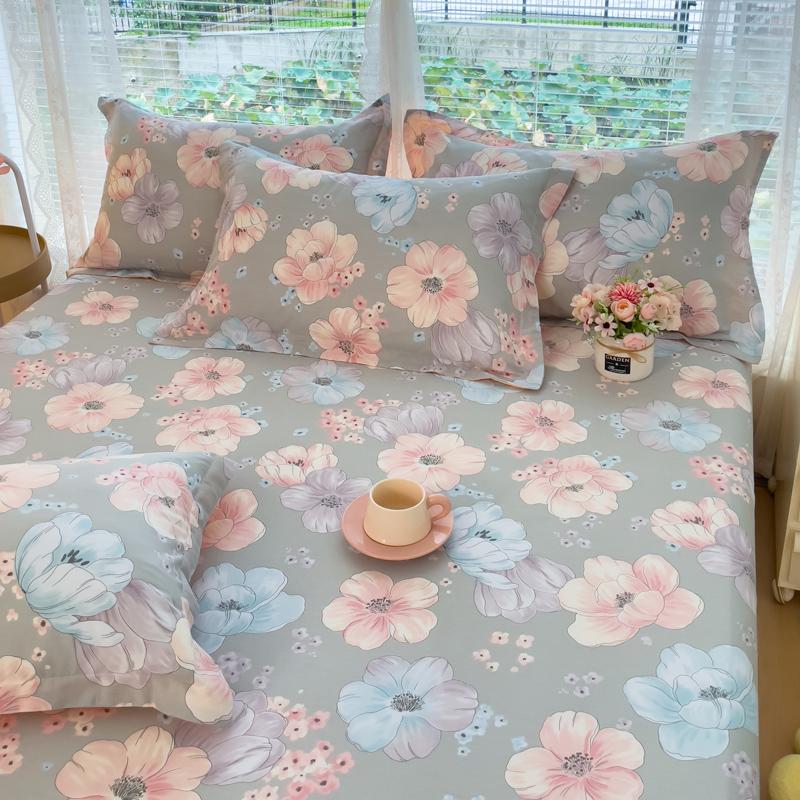 100Cotton 1Pc Bed Sheet Flower Printed Mattress Cover SingleQueenKing Fitted Bedsheet Double Bed Sheets Without Pillowcase
