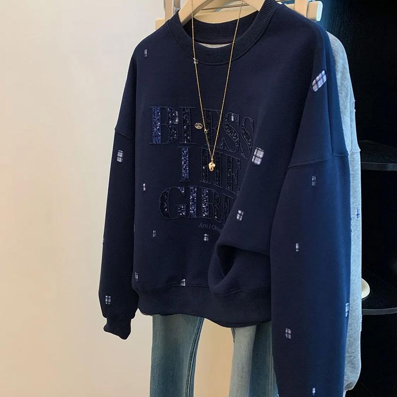 Sweatshirts for Women Pullover Long Sleeve Round-neck  Autumn Winter Warm Oversize Thickened  Top