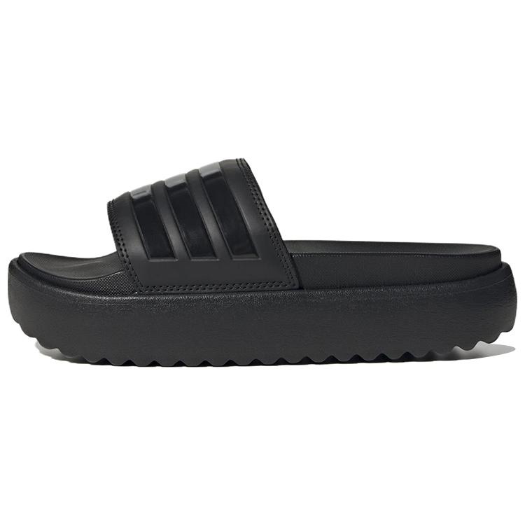 New Adidas Adilette Platform Slides Core Black Women's HQ6179