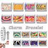 New Color Painting Design Heart Eye Flowers Italian Charm Links Fit 9MM Stainless Steel Bracelet Women Men DIY Making Jewelry