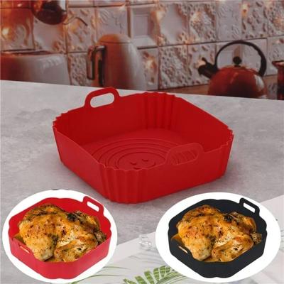 Square Air Fryer Silicone Grill  Food Grade Household Oven Tray Special Mat Cake Baking Tool Tray Silicone Kitchen Accessories