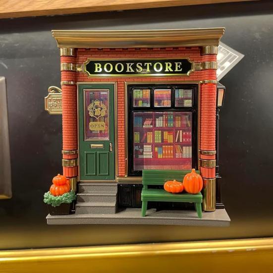 Bookstore Projector Nightlight 3D Mini Bookstore Wallflower Aroma Essential Oil Diffuser Wall Projector Night Light Room Decor Gift for Book Lovers