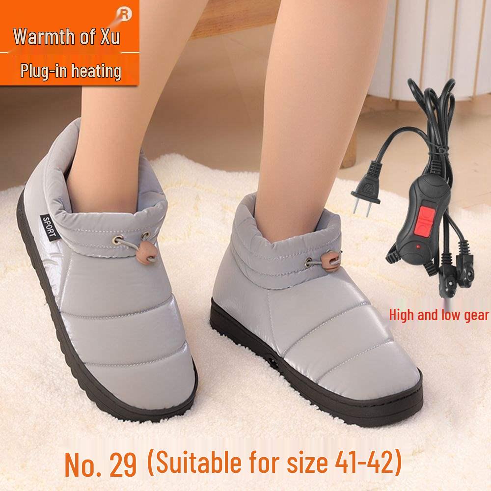 Men's and Women's Electric Heating Rechargeable Cotton Slippers - Warm Feet Device with Walking Pad