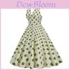Vintage Polka Dot High Waist Dress With Backless Design For Elegant Summer Events