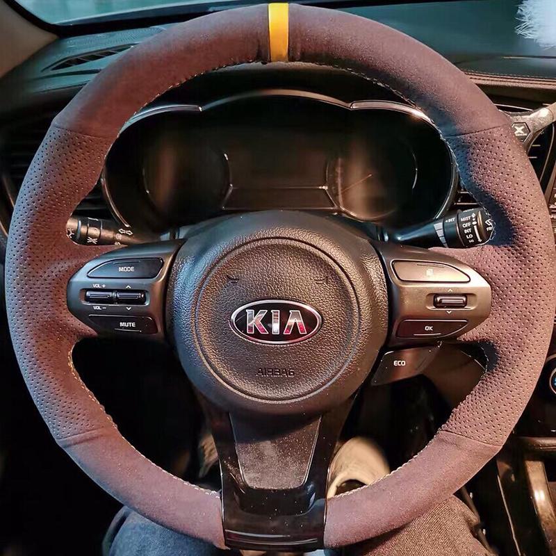 Hand-stitched Leather peach wood grain Steering