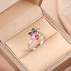 Rotatable Flower Ring with Micro-inlaid Colored Zirconia - Adjustable and Fashionable 
