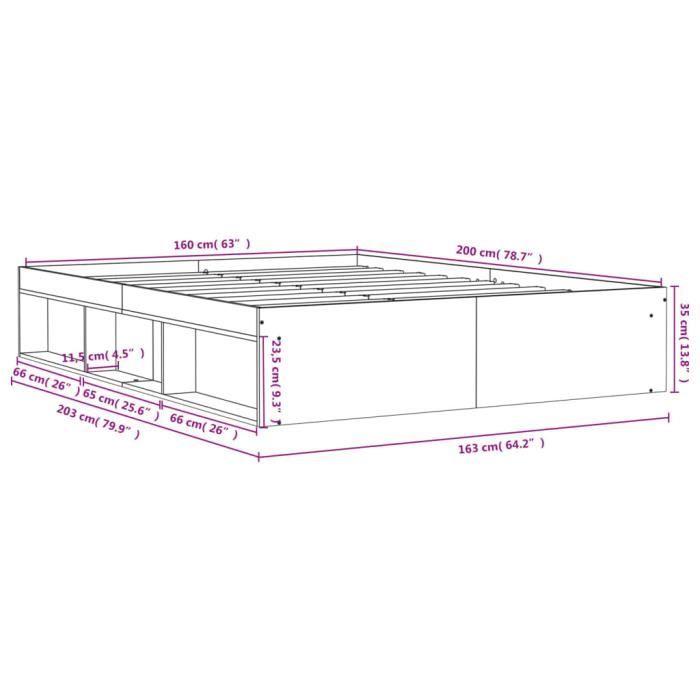 VidaXL Cadre de lit gris béton 160x200 cm 3203876