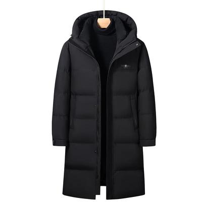 Winter Neue Herren Daunenjacke Business Casual Plus Lang Knie Verdickt Kapuzen Gans Daunenjacke