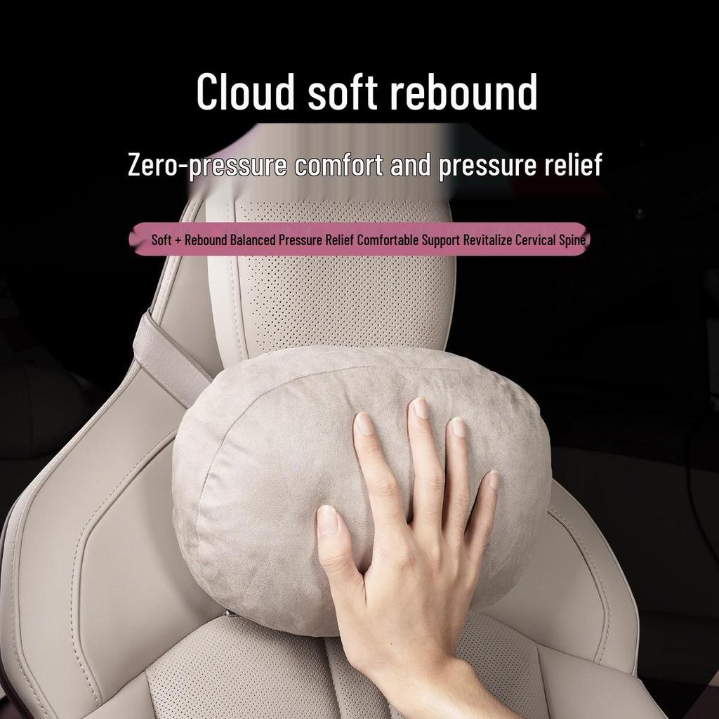 Compatible with Xiaomi YU7 Headrest & Lumbar Leather Neck Pillow, Official Cotton Cushion for Car Interiors.