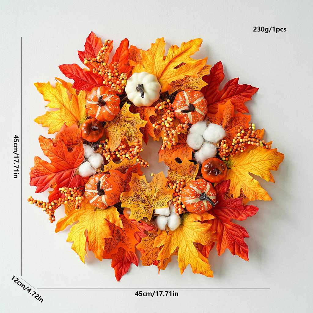 Autumn Harvest Sunflower & Maple Leaf Wreath for Thanksgiving Doorway Decoration