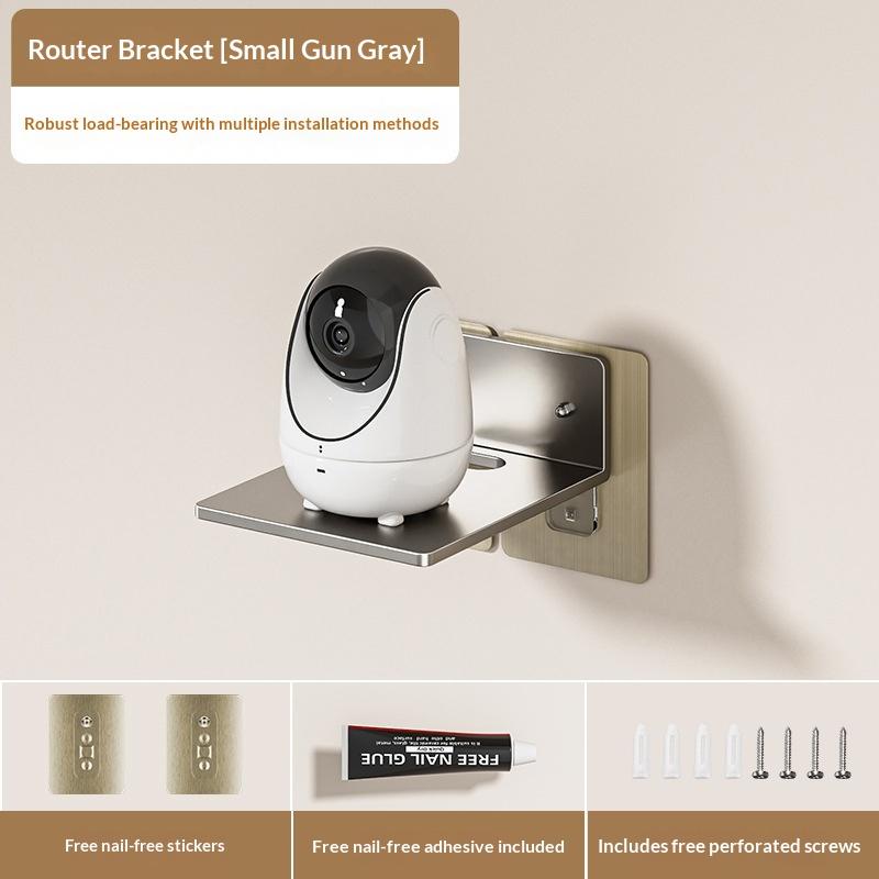 WiFi Router Shelf Wall Mounted No Drill Durable Stainless Steel Rack for Makeup Cosmetic Storage Bathroom