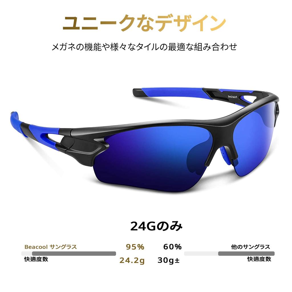Sports Polarized for TR90 TAC UV Unisex Glossy Blue [BEACOOL] Sunglasses, Lenses, Baseball, Running, Cycling, Hiking, Fishing, Driving, Golf,