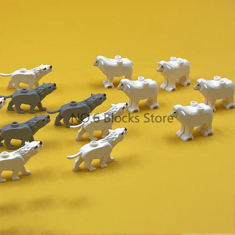 MOC Animali Blocchi da Costruzione Zoo della Foresta Tigre dai Denti a Sciabola Orso Alce Elefante Aquila Squalo Scimmia Leone Giocattolo Mini Mattoncino Regalo per Bambino S09