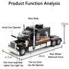 1:24 Peterbilt 389 Truck Toy Model Car Diecast Metal Doors Opened Tractors Vehicles Models Sound Light Pull Back Gifts for Child