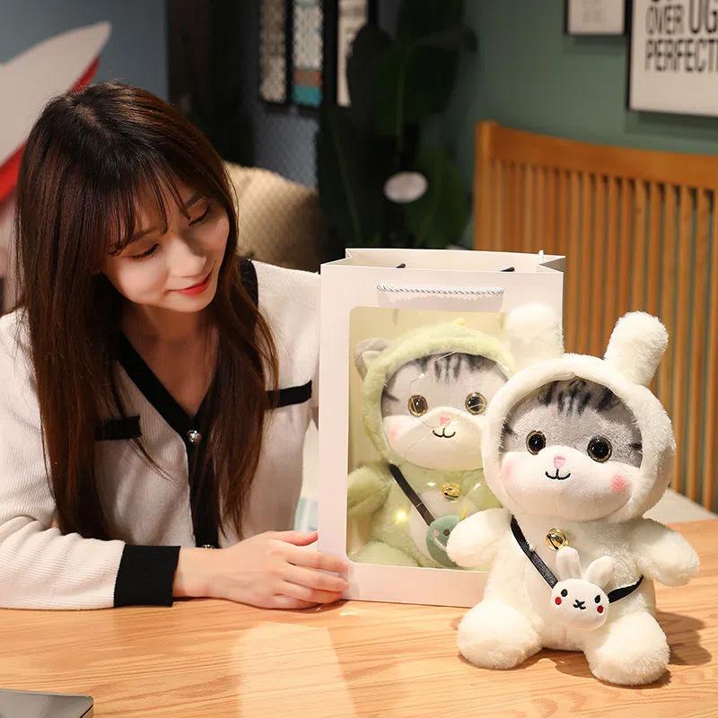 Süße heilende Katzenpuppe, Spielzeug, Katze, Plüsch, bequeme Puppe, Puppe, Kinder, Schlafkissen, Geschenk für Mädchen, Geburtstagsgeschenk