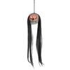 Halloween Hanging Skull Decoration with Long Hair and Light-Up Eyes for Indoor Outdoor Party Haunted House Scene Setup Prop