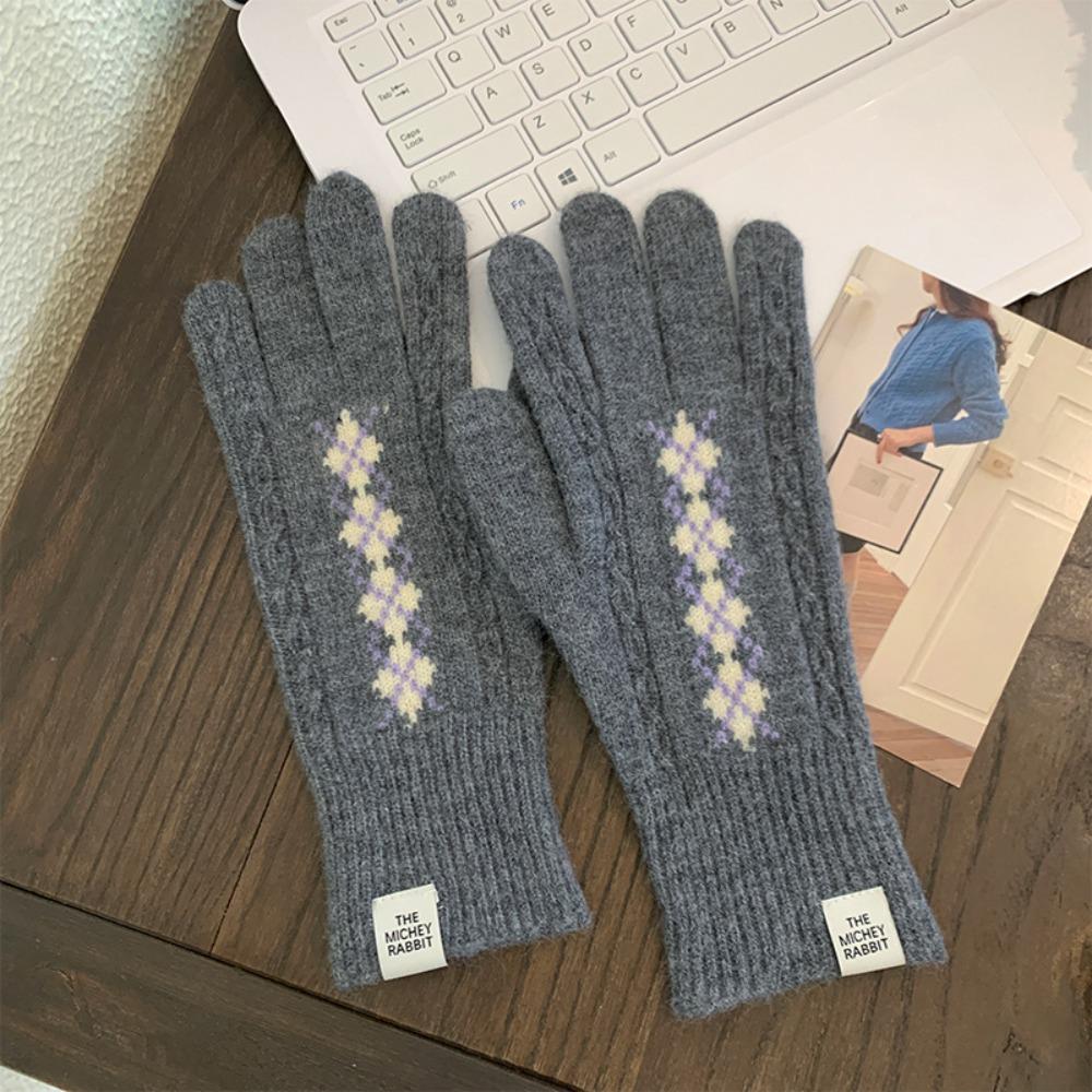 Soft Winter Knitted Gloves Fair Island Style Women Cycling Mittens Twists Pattern Gloves  Girls