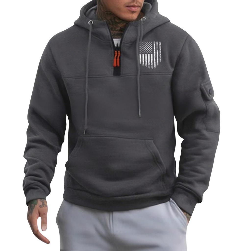 Men's Printed Sweatshirt Hoodie Zipper Arm Pocket Cardigan Men's Sports Large Size Casual Hoodie