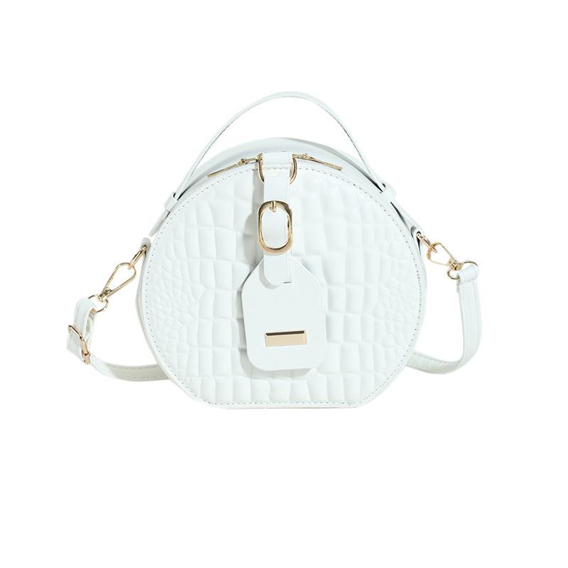 Popular Bag Women's Round Cake Bag Handbag 2024 New Fashion Foreign Style Women's Bag Crocodile Pattern Candy Color Messenger Bag