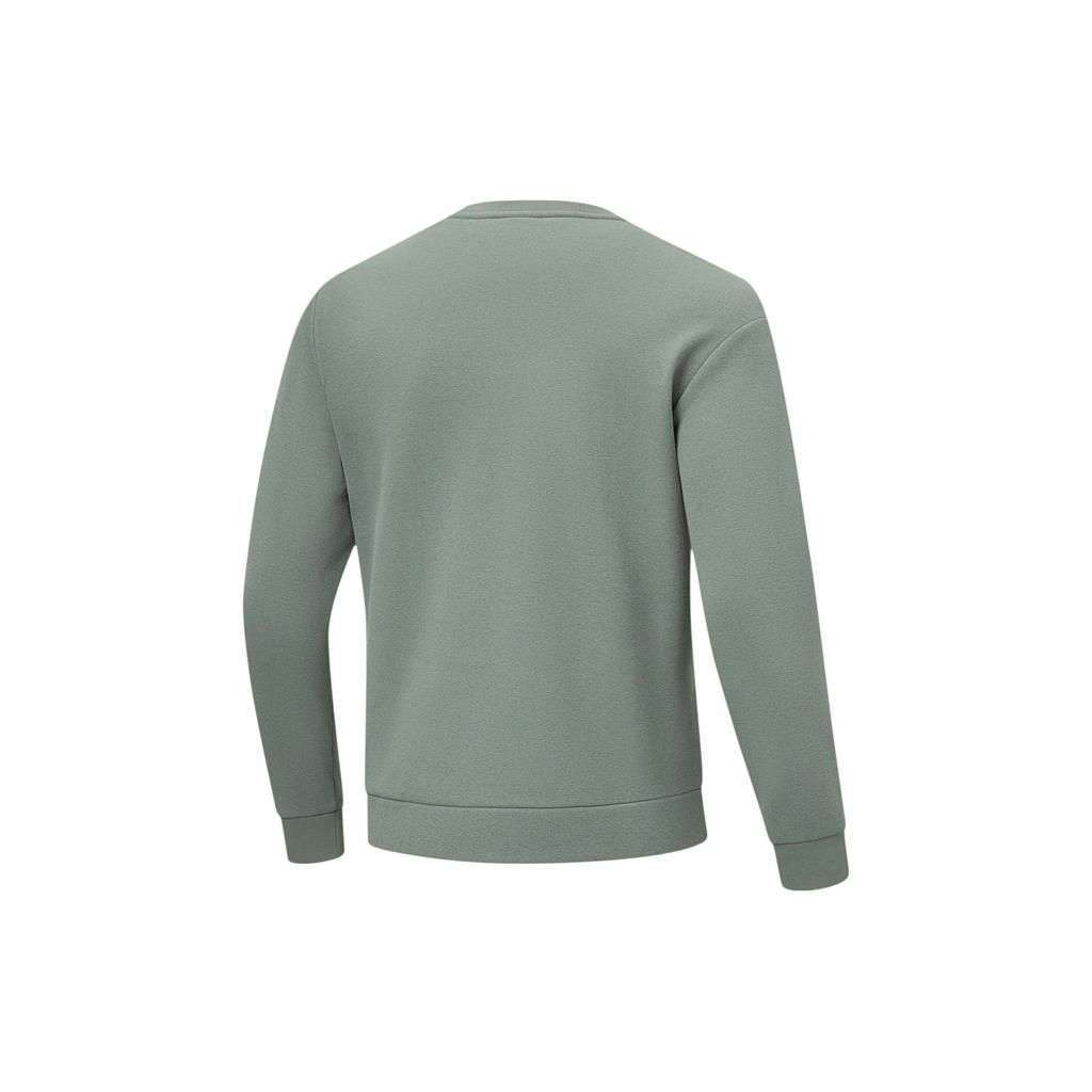 Li-Ning Solid Color Fleece Warm Pullover Sweatshirt Men Tops Gray-Green AWDT789-4