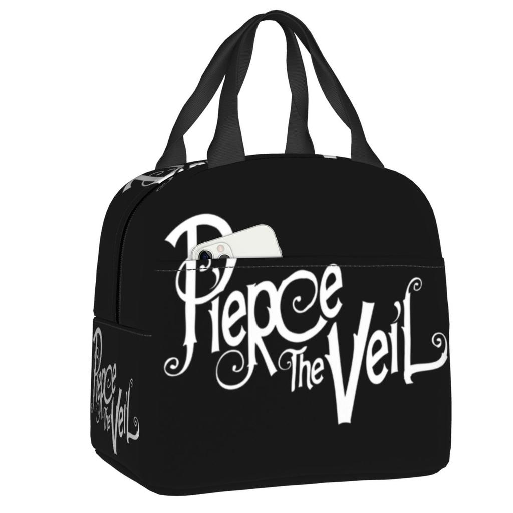 Custom Rock Band Pierce Veil Insulated Lunch Bags for Work School Leakproof Thermal Cooler Lunch Box Women Children
