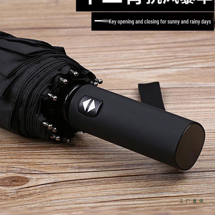 Large Dual-Use 12-Rib Auto Folding Umbrella, Windproof & Sun/Rain Proof, for Two People, Men & Women, Durable & Simple Design