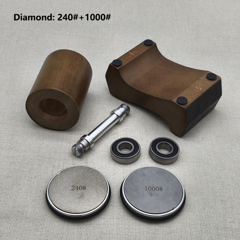 

New Design Rolling Knife Sharpener 4 Angle 12/15/18/20 Wooden Base Magnetic Suction Knives Sharpeners Tool Diamond Stone As Shown